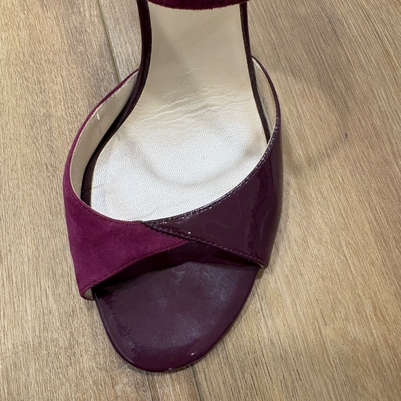 Y2K 🌟CHRISTIAN DIOR🌟 SUEDE PATENT LEATHER OPEN TOE SLING BACK HEEL PURPLE 38.5 - Picture 5 of 13